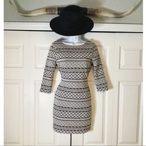 Boho, aztec print mini dress